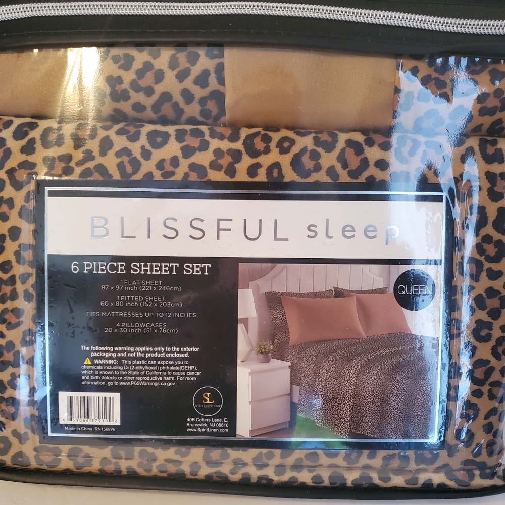 Beautiful 6 piece Leopard Queen Sheet Set